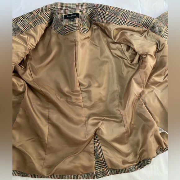 TALBOTS Brown Houndstooth Plaid Wool Blend Equestrian Style Blazer SZ 10 - Picture 6 of 11